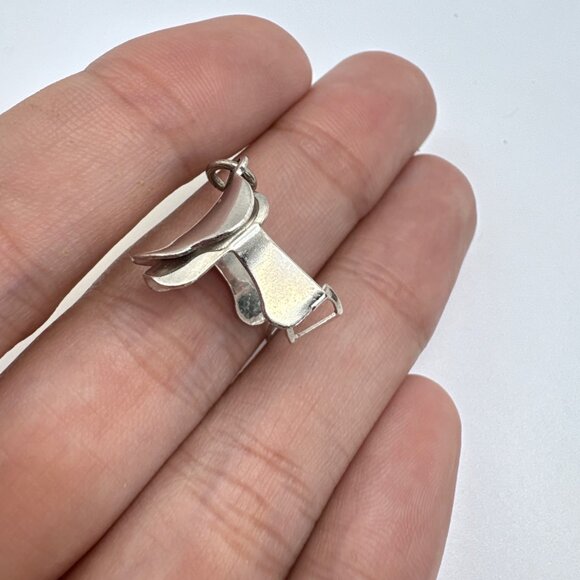 VTG Solid Sterling Silver 925 Saddle Dangle Charm Size 0.75" Length - Picture 7 of 10